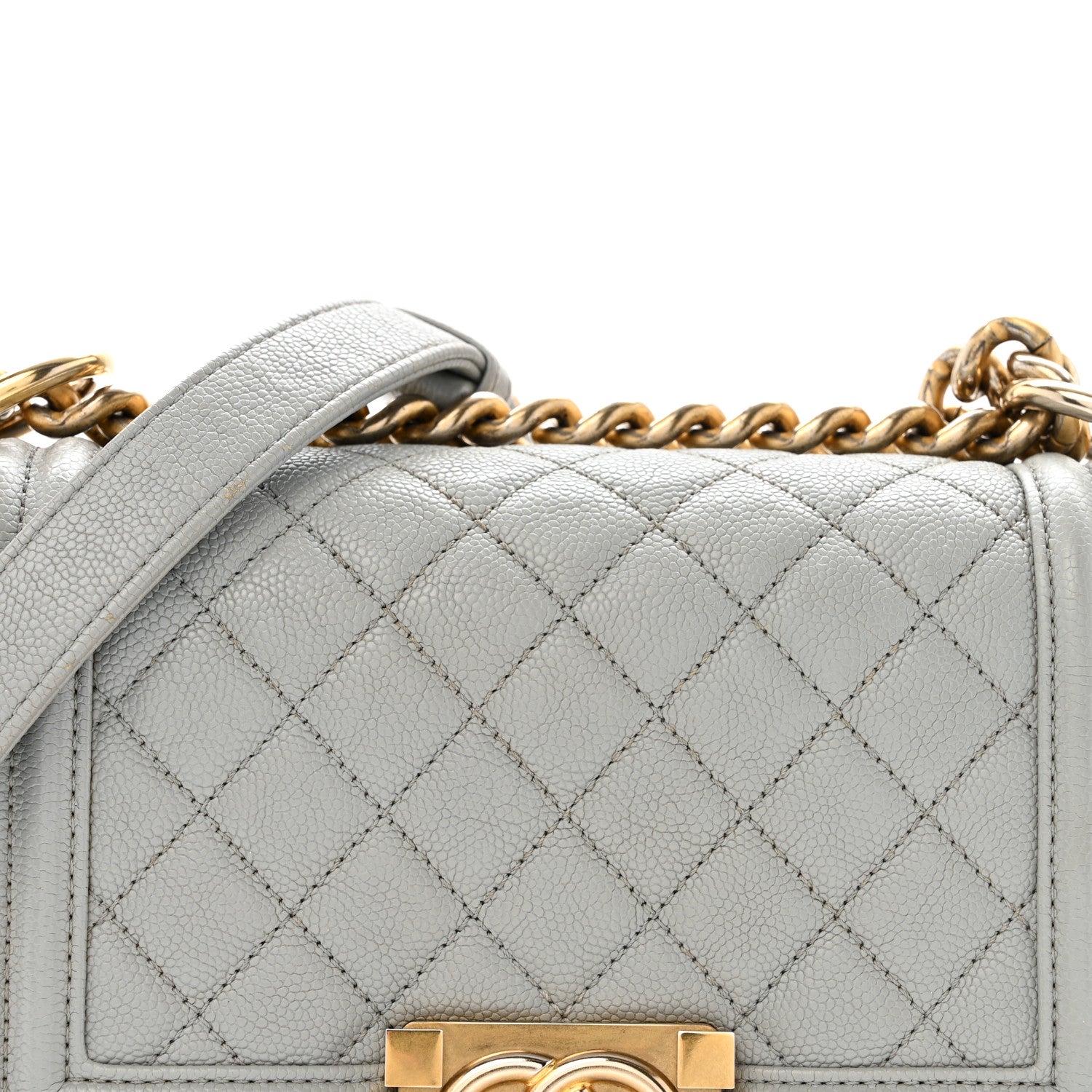 Chanel Caviar Quilted Small Boy Flap Light Grey 8 of 15