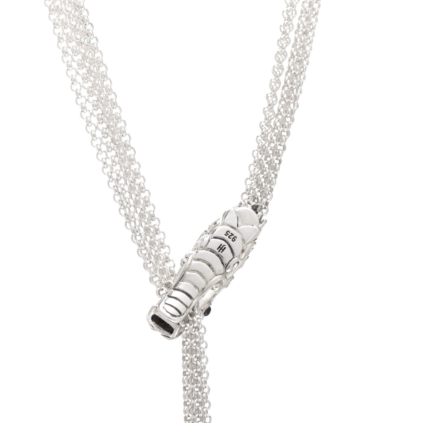 Sterling Silver Sapphire Legends Naga Dragon Lariat Necklace