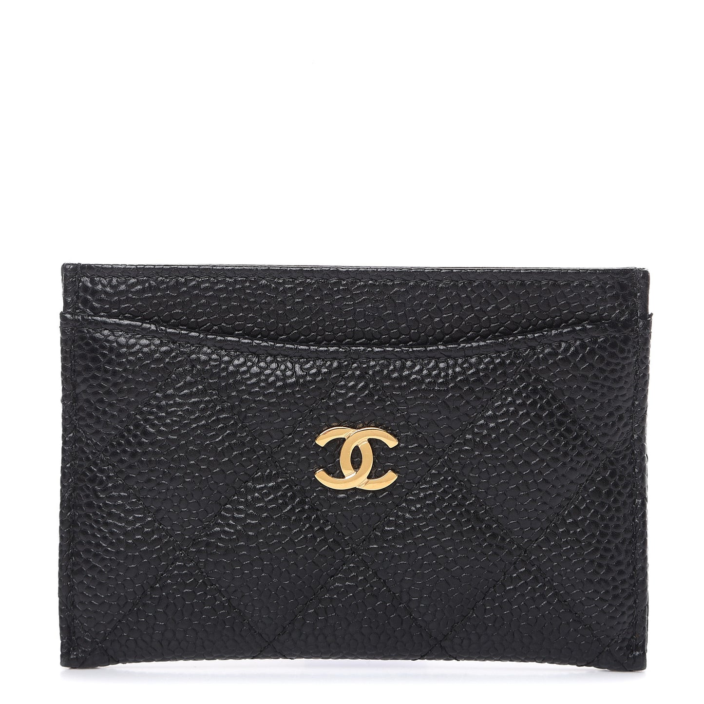 Caviar Quilted Card Holder Black