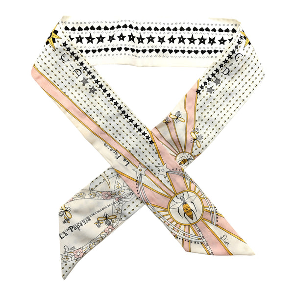 Christian Dior Silk La Papesse Tarot Mitzah Scarf White 1884552