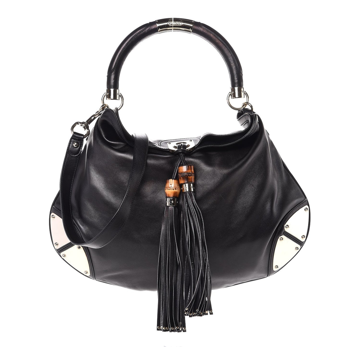Calfskin Large Indy Top Handle Hobo Black