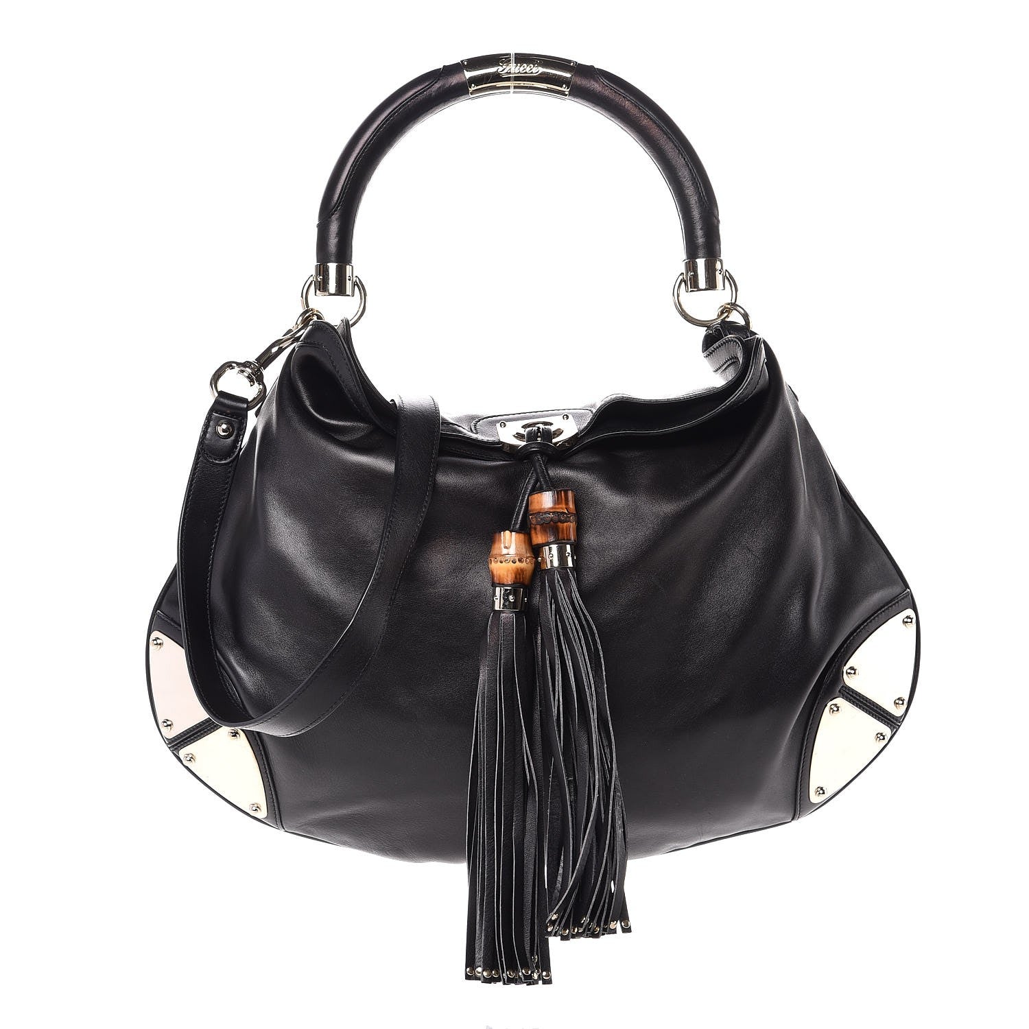 Gucci Calfskin Large Indy Top Handle Hobo Black 1 of 7