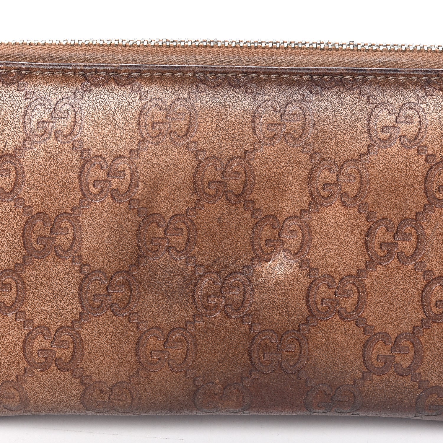 Gucci Metallic Guccissima Twins Zip Around Organizer Wallet Bronze 15 of 25