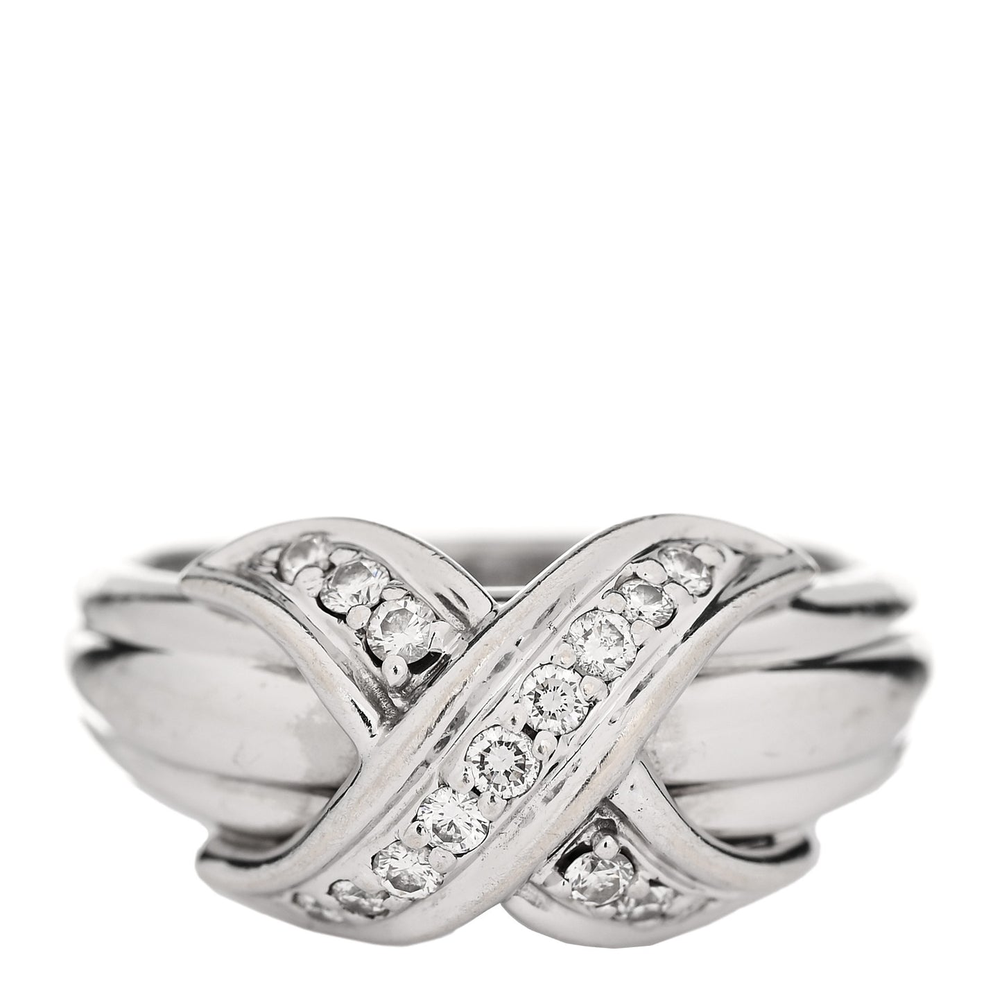 18K White Gold Diamond Signature X Ring 49 5
