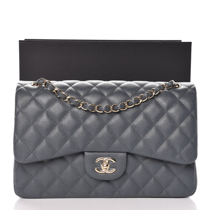 Chanel Caviar Quilted Jumbo Double Flap Dark Grey 10 of 10
