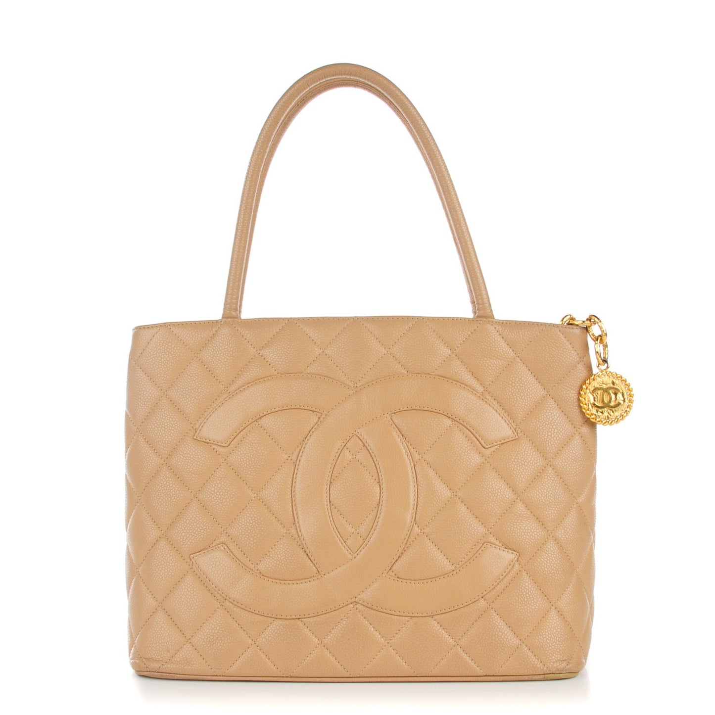 Caviar Quilted Medallion Tote Beige