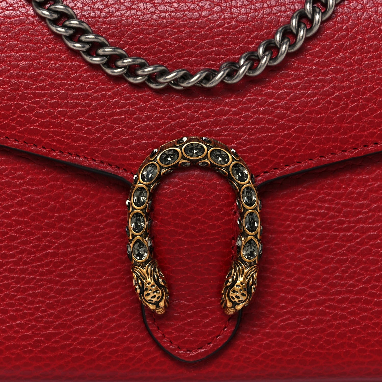 Gucci Calfskin Mini Dionysus Chain Wallet Hibiscus Red 6 of 12