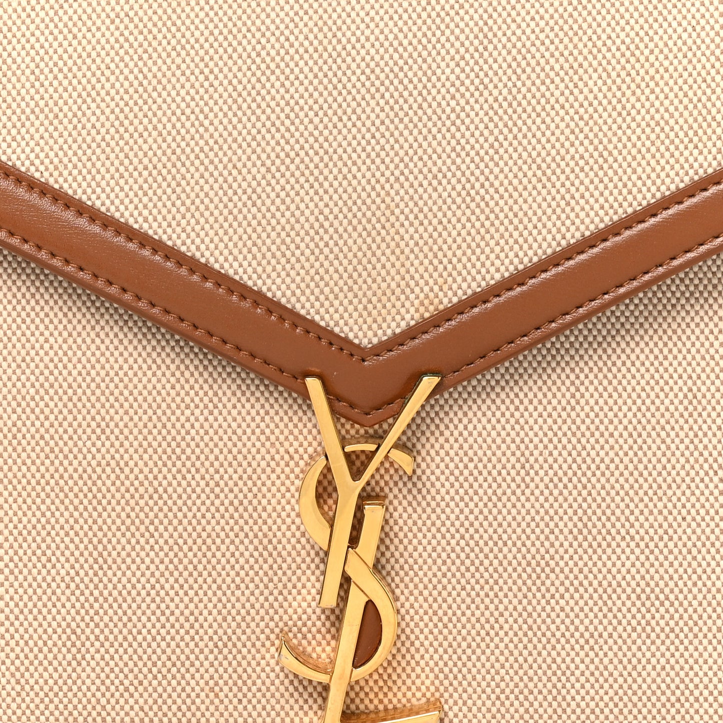 Canvas Calfskin Medium Classic Monogram Cassandra Top Handle Tan Natural