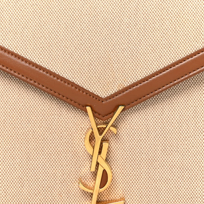 Saint Laurent Canvas Calfskin Medium Classic Monogram Cassandra Top Handle Tan Natural 7 of 9