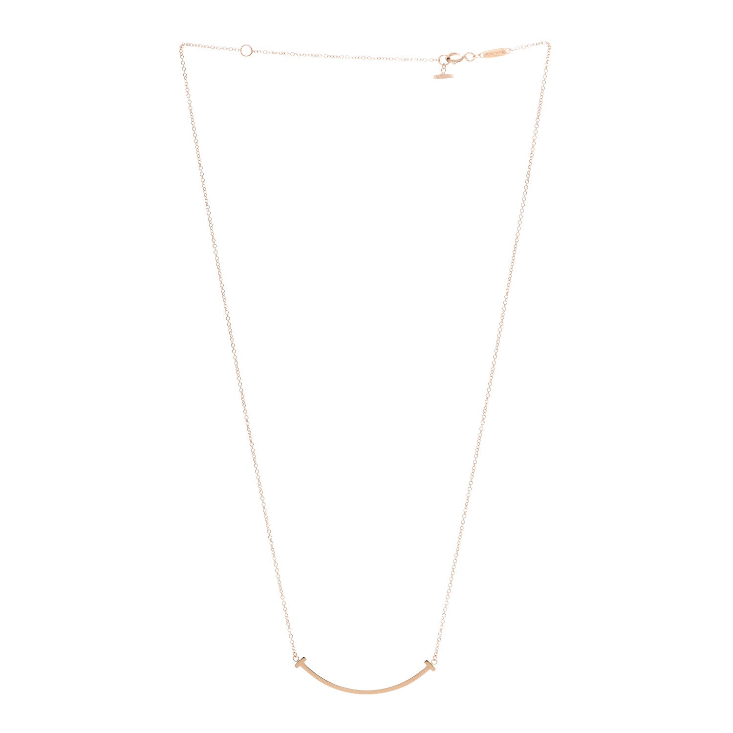 Tiffany 18K Rose Gold Small T Smile Pendant Necklace 3 of 6