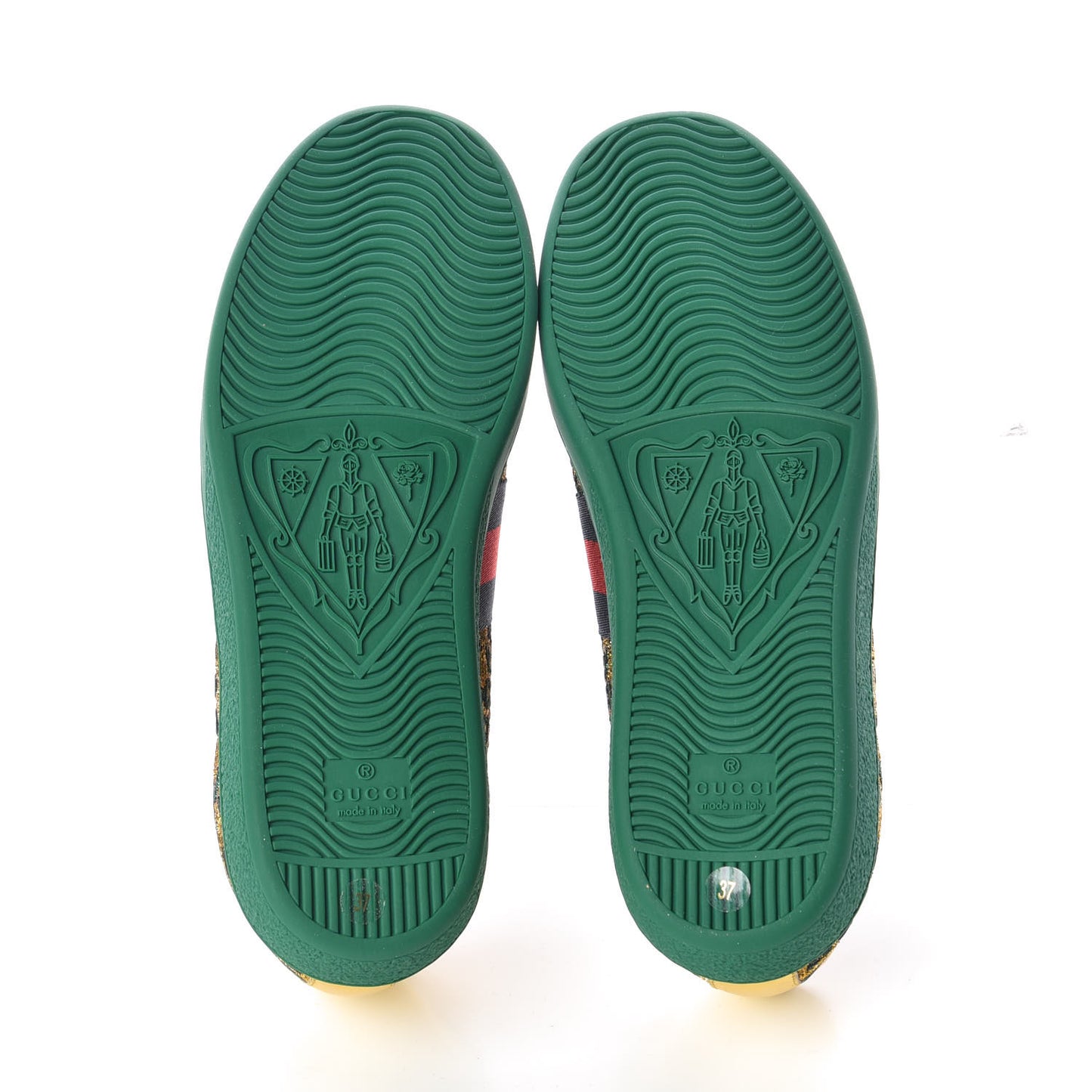 Jacquard Web Embroidered Womens New Ace Sneakers 37 Gold Green