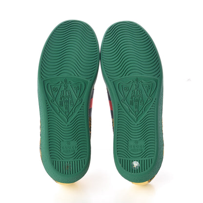Gucci Jacquard Web Embroidered Womens New Ace Sneakers 37 Gold Green 5 of 8