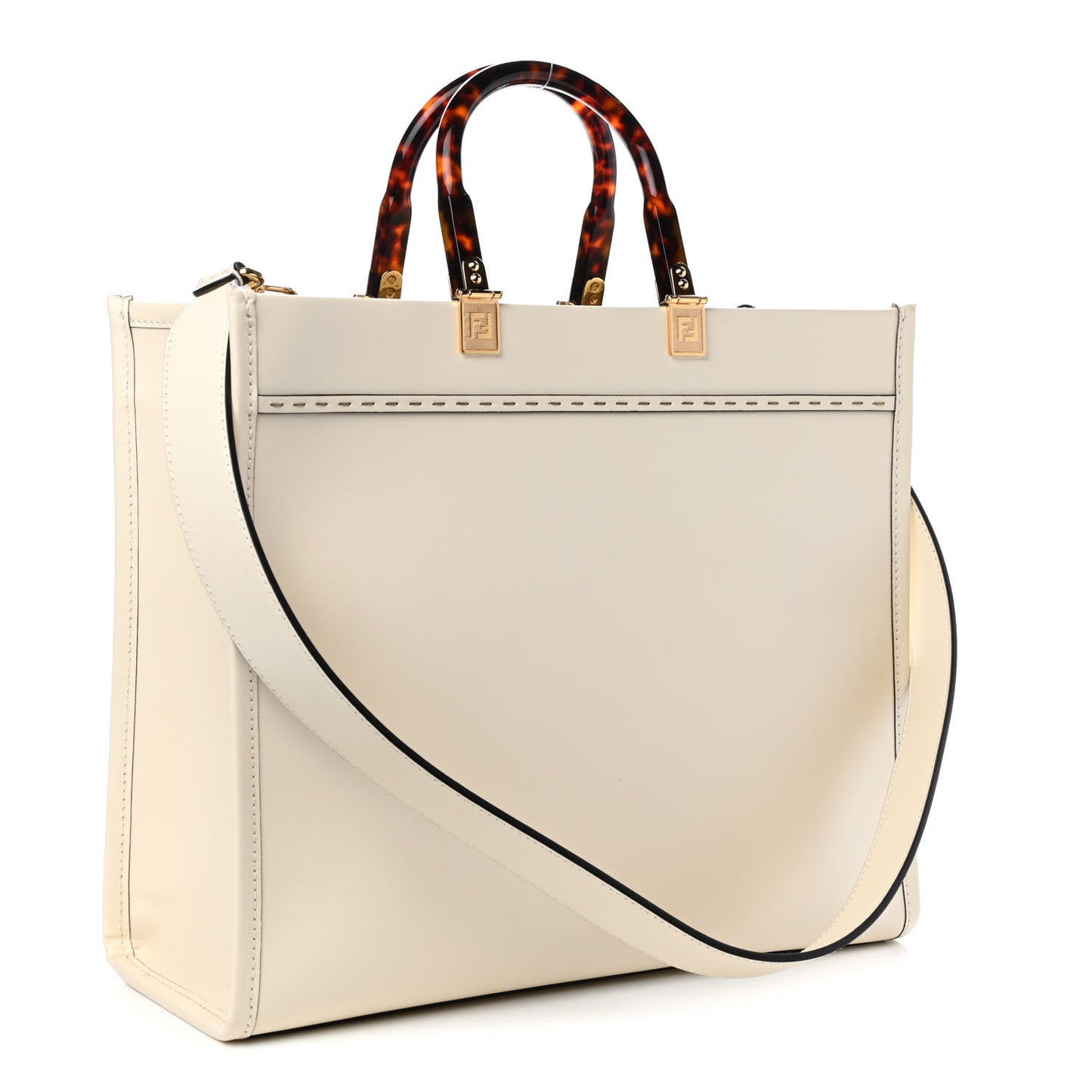 Vitello King Plexiglass Medium Fendi Sunshine Shopper Tote White Ice