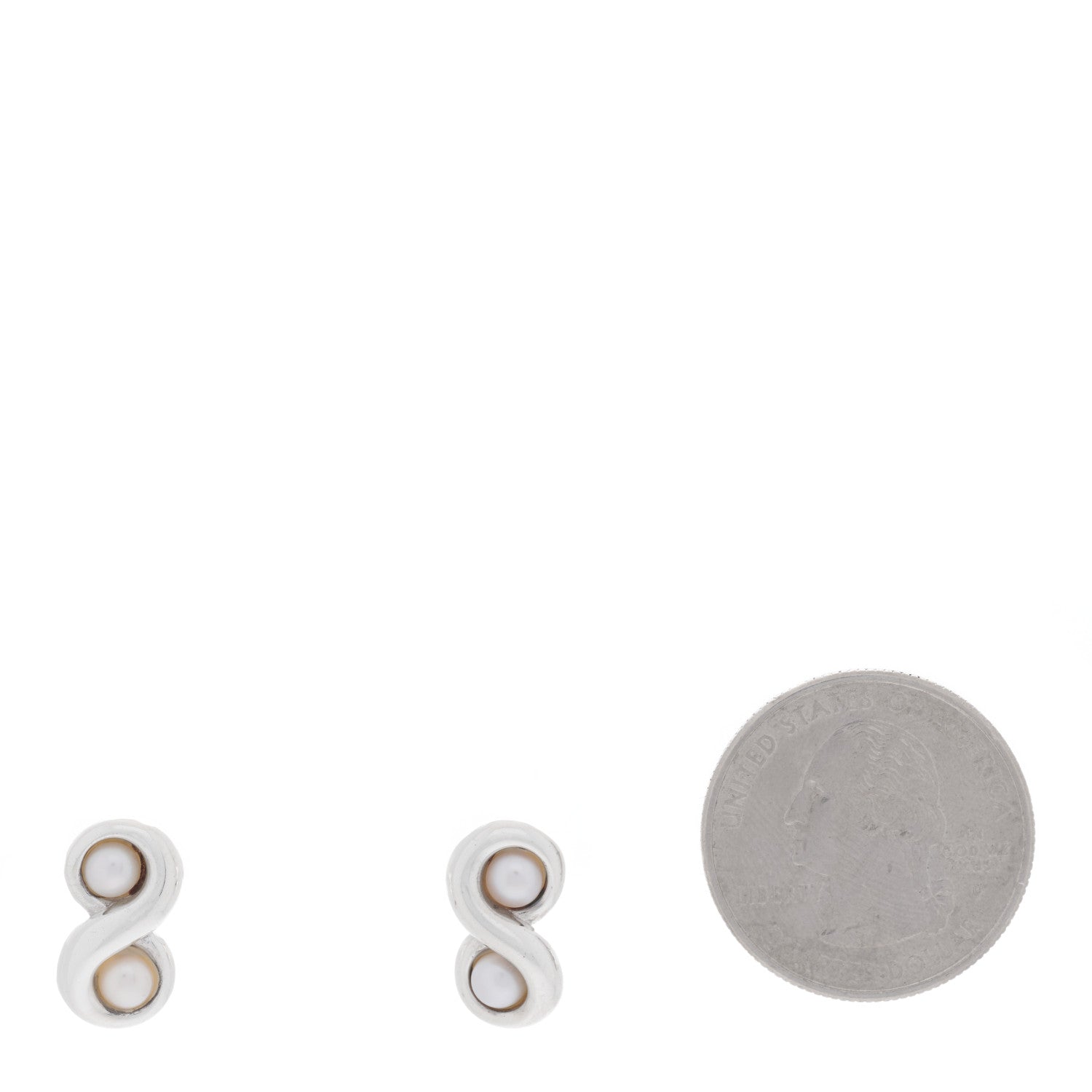 Tiffany Sterling Silver Pearl Infinity Earrings 2 of 4