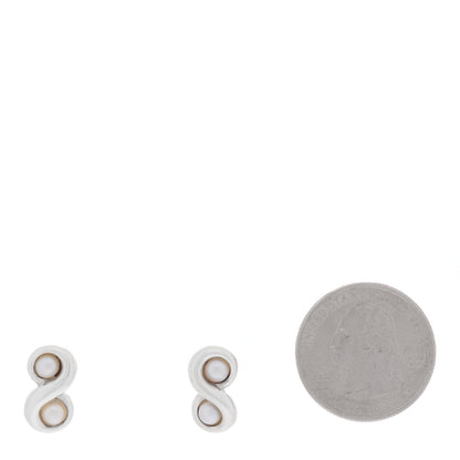 Tiffany Sterling Silver Pearl Infinity Earrings 2 of 4