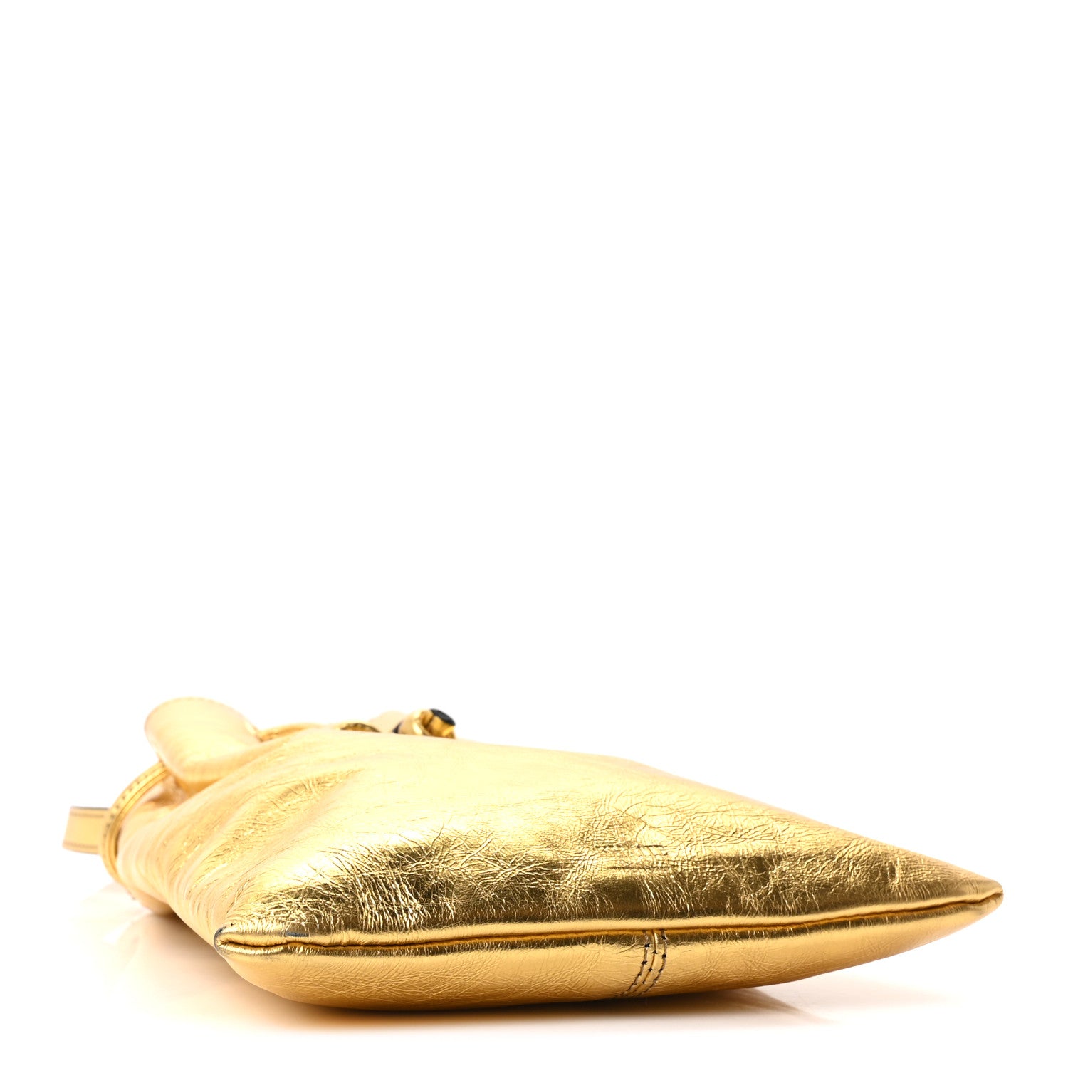 Khaite Metallic Crinkled Calfskin Small Greta Drawstring Bag Gold 4 of 9