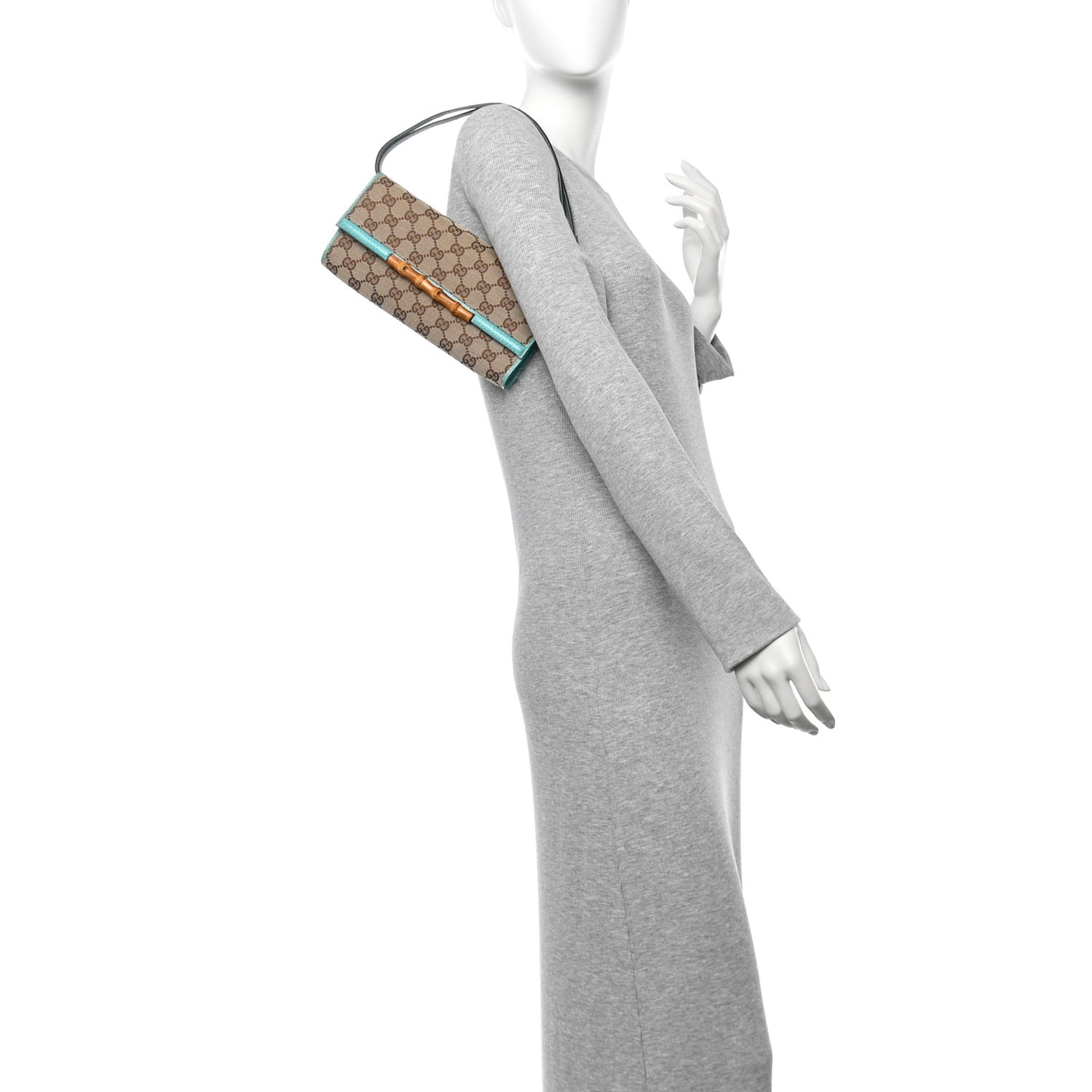 Monogram Bamboo Bar Clutch Turquoise