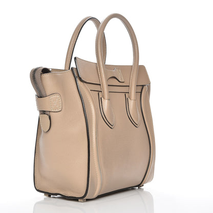 Celine Drummed Calfskin Micro Luggage Dune 3 of 10