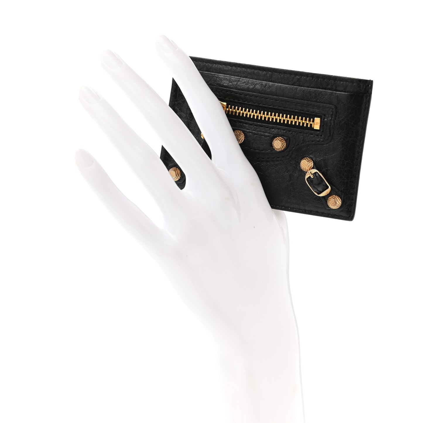 Agneau Giant Gold Hardware Card Case Black