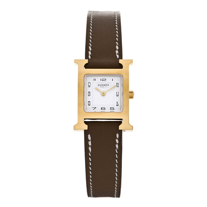 Hermes Stainless Steel Swift 21mm Heure H Hour Quartz Watch Etoupe 1 of 4