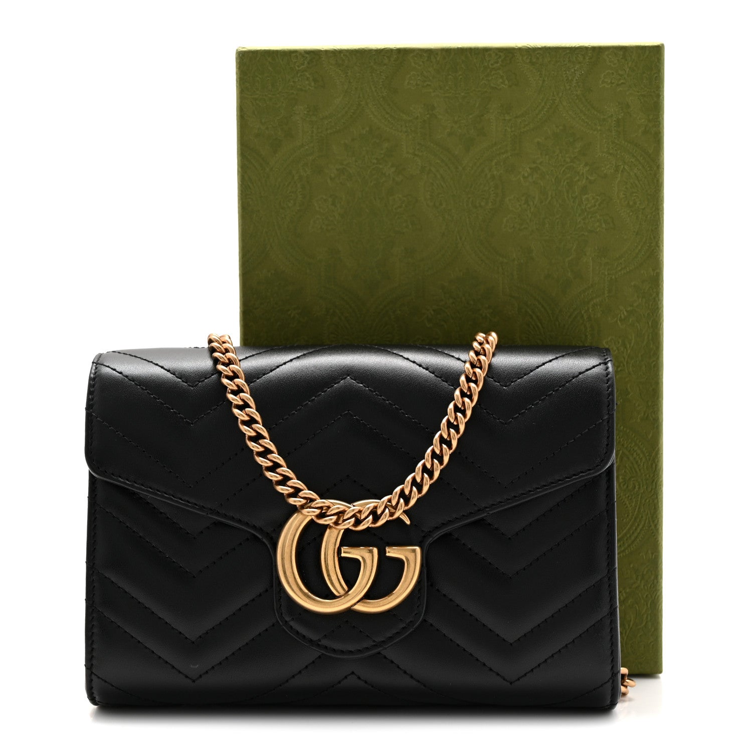 Gucci Calfskin Matelasse GG Marmont Chain Wallet Black 11 of 11