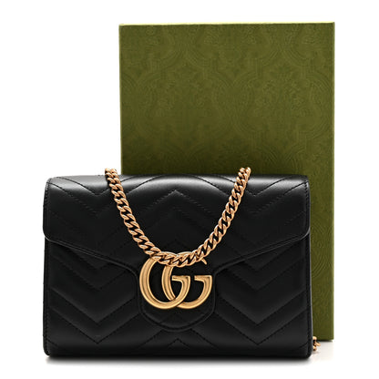 Gucci Calfskin Matelasse GG Marmont Chain Wallet Black 11 of 11