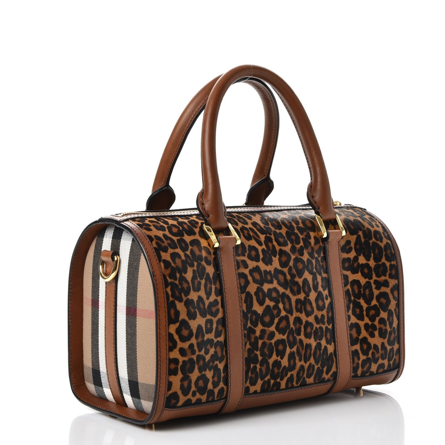 Leopard Ponyskin House Check Calfskin Boston Tan