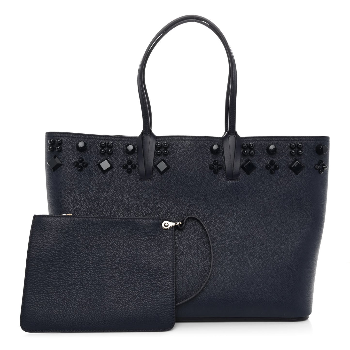 Calfskin Empire Spike Studded East West Cabata Tote Navy