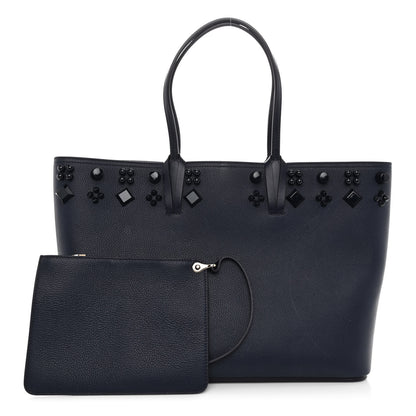 Christian Louboutin Calfskin Empire Spike Studded East West Cabata Tote Navy 1 of 12