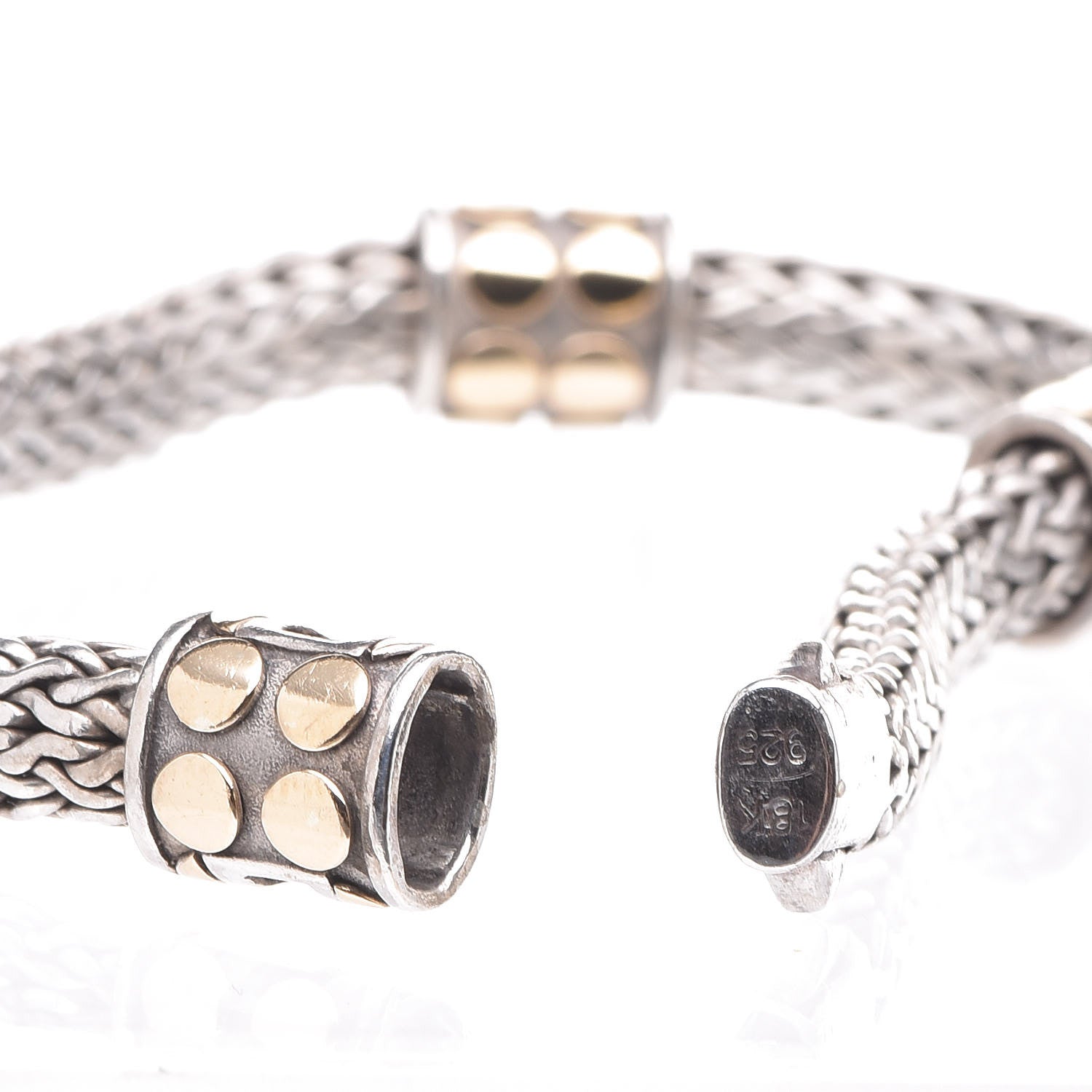 John Hardy Sterling Silver 18K Yellow Gold Four Station Dot Classic Chain Bracelet 4 of 4