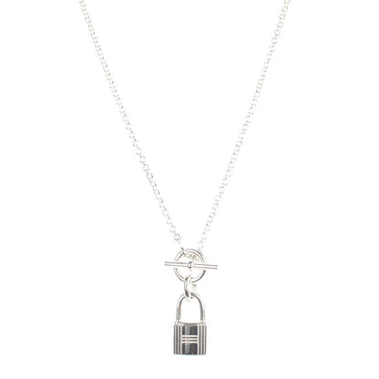 Hermes Sterling Silver Cadenas Kelly Lock Pendant Necklace 1 of 5