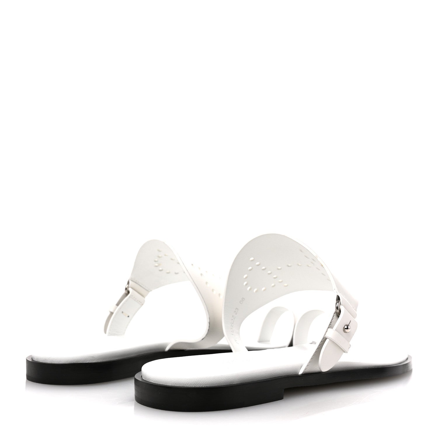 Hermes Calfskin Perforated Hera Sandals 38 White 5 of 10