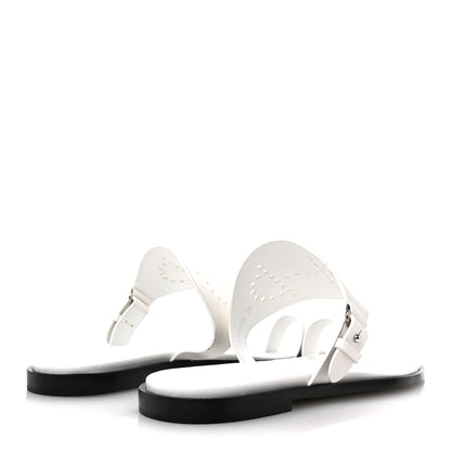 Hermes Calfskin Perforated Hera Sandals 38 White 5 of 10