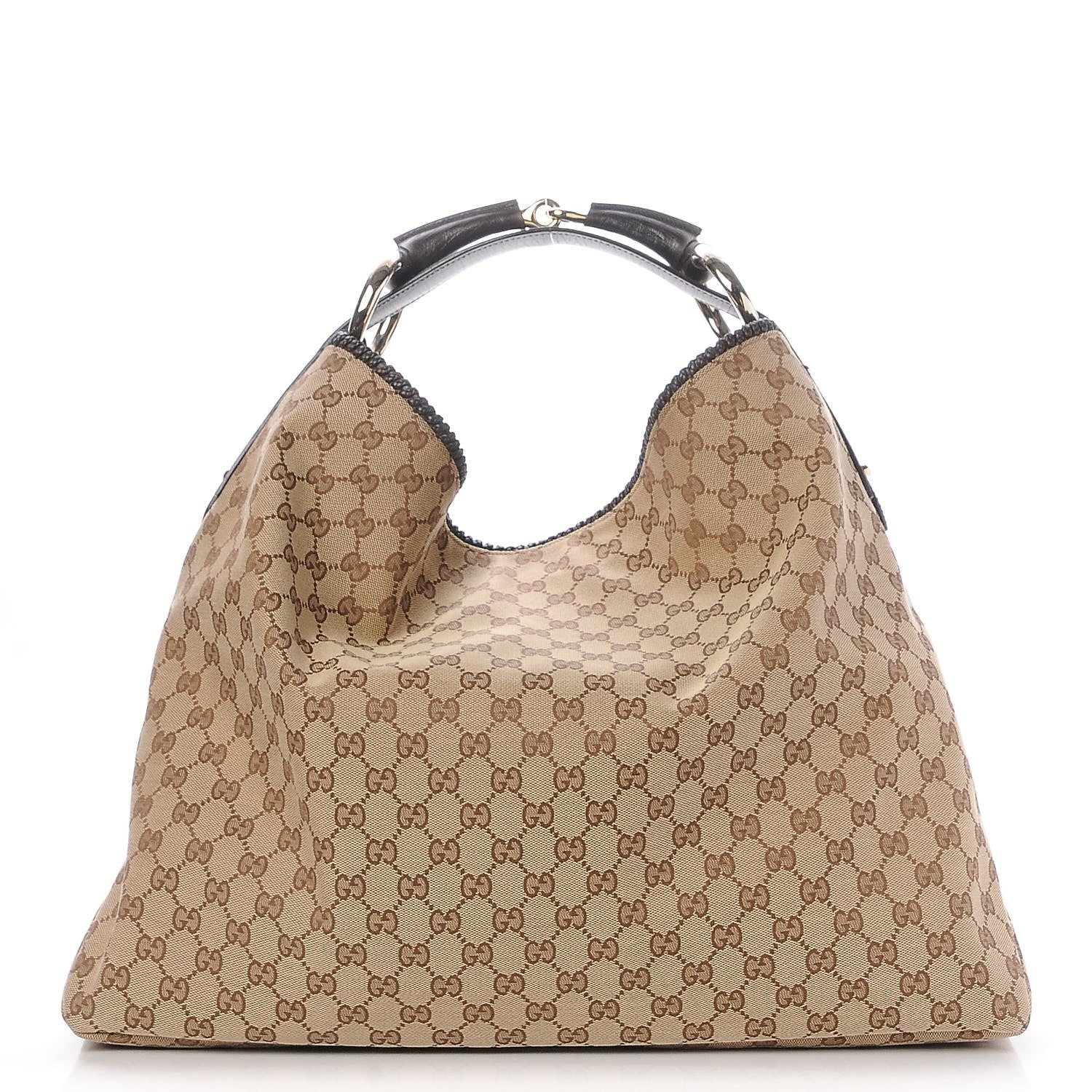 Gucci Monogram Large Horsebit Chain Hobo Dark Brown 1 of 7