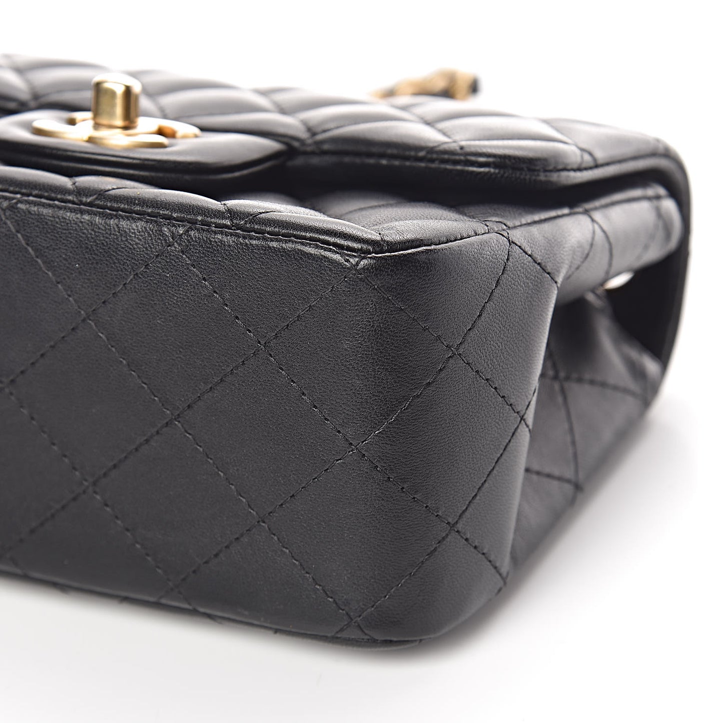Lambskin Quilted Mini Square Flap Black