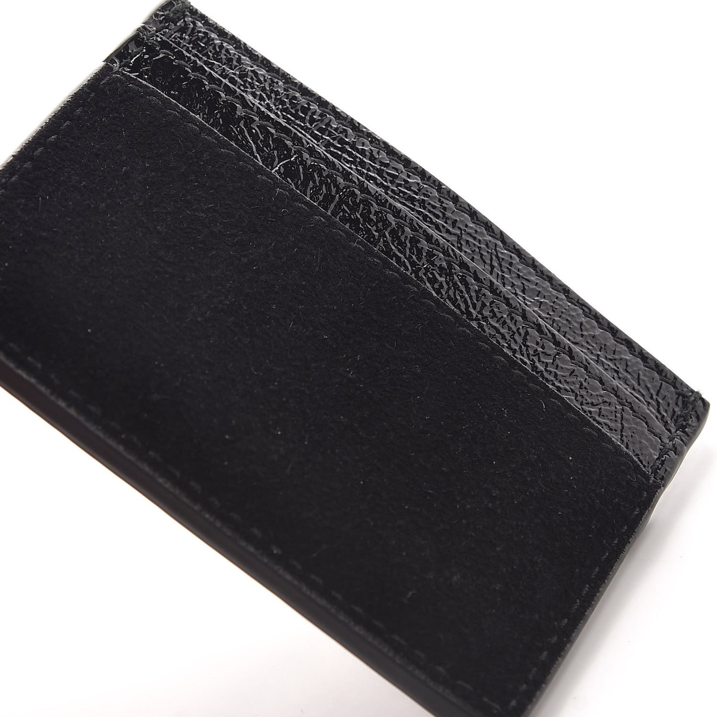 Suede Patent Web GG Ophidia Card Holder Black