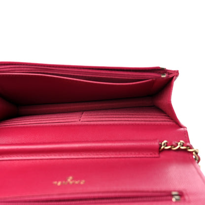 Chanel Caviar Quilted Wallet on Chain WOC Dark Pink 4 of 10