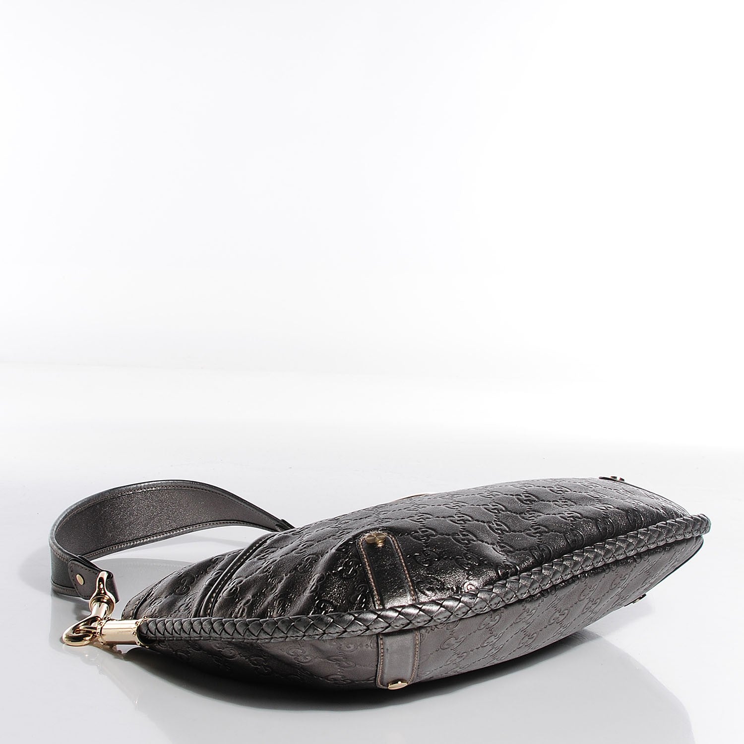 Gucci Guccissima Britt Medium Shoulder Bag Gunmetal 4 of 8