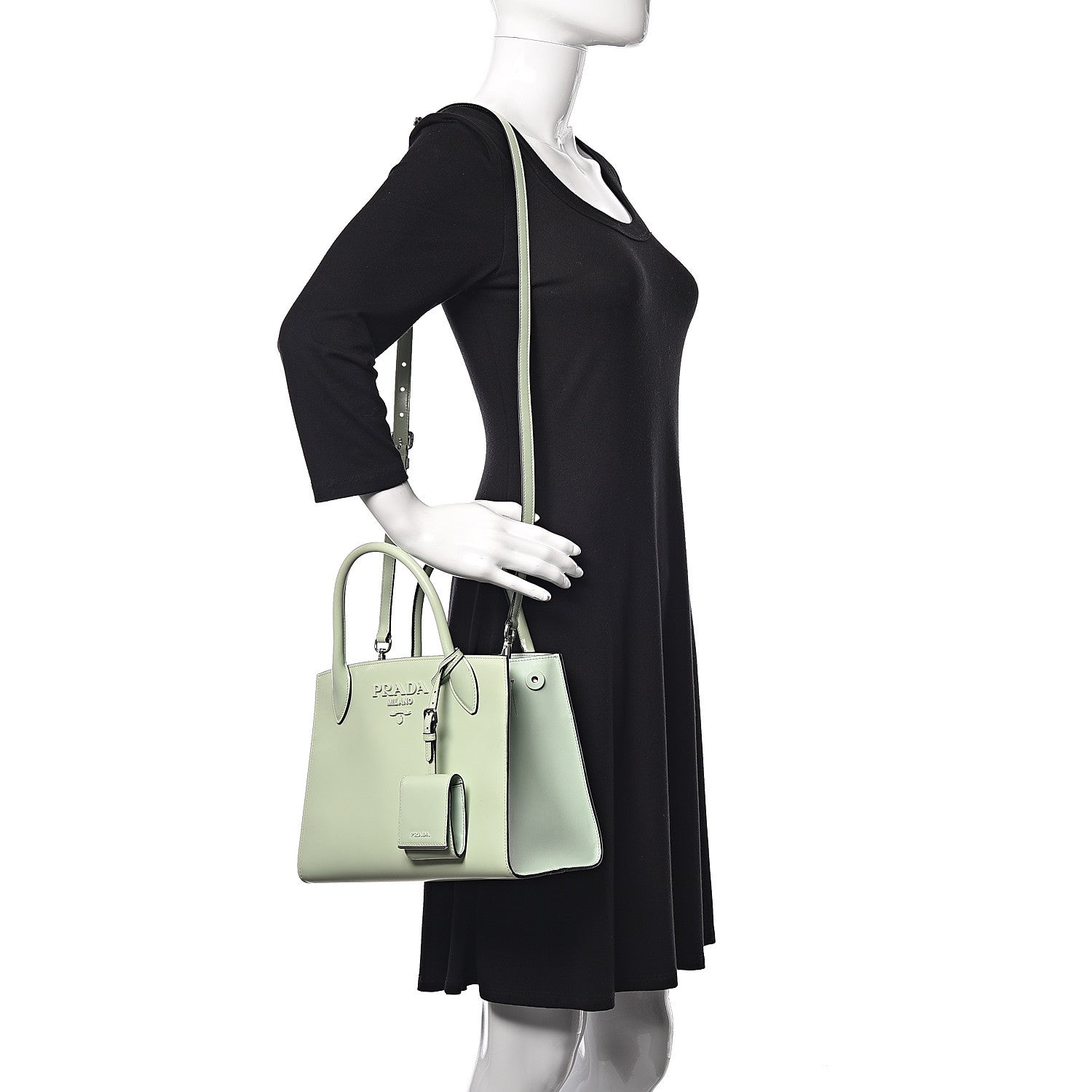 Prada Spazzolato Small Monochrome Top Handle Tote Acquamarina 2 of 8