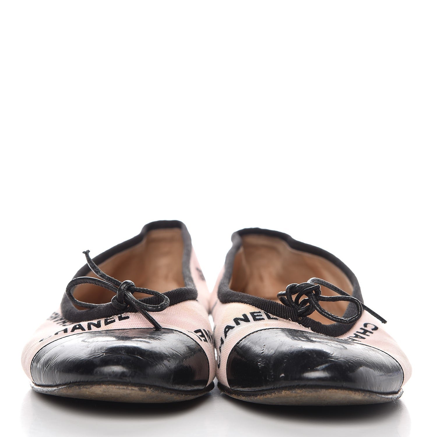Chanel Printed Canvas Logo Ballet Flats 39.5 Pink Black 2 of 16