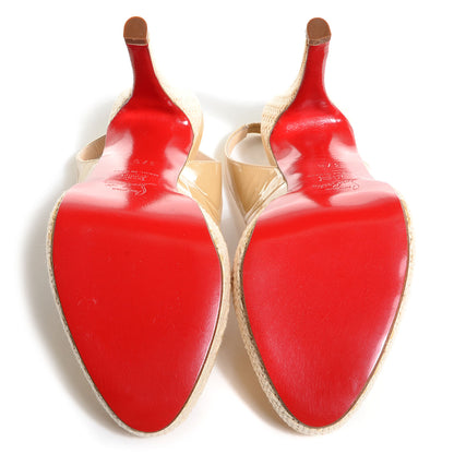 Christian Louboutin Patent YoYo Zeppa 120 Platform Slingback Peep Toe Pumps 37.5 Beige 5 of 5