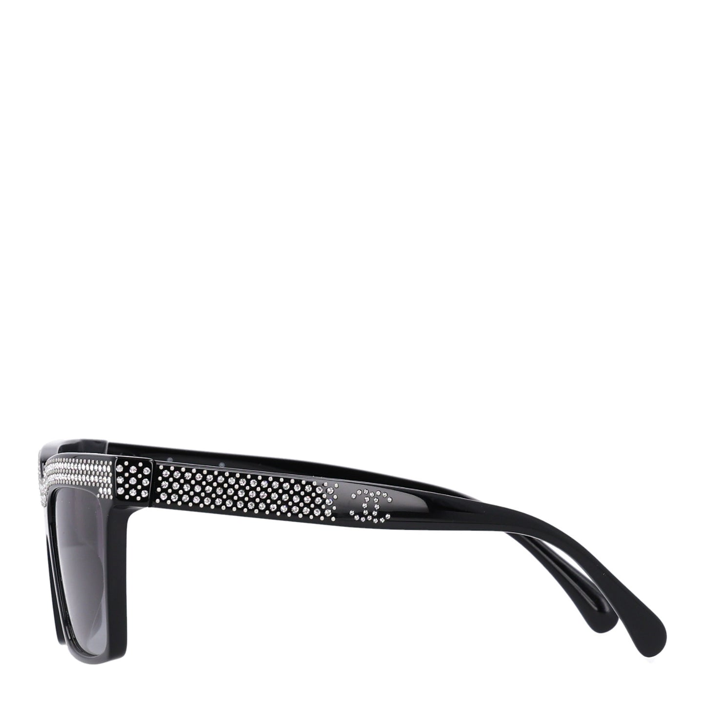 Acetate Strass Rectangle Sunglasses 71539A Black
