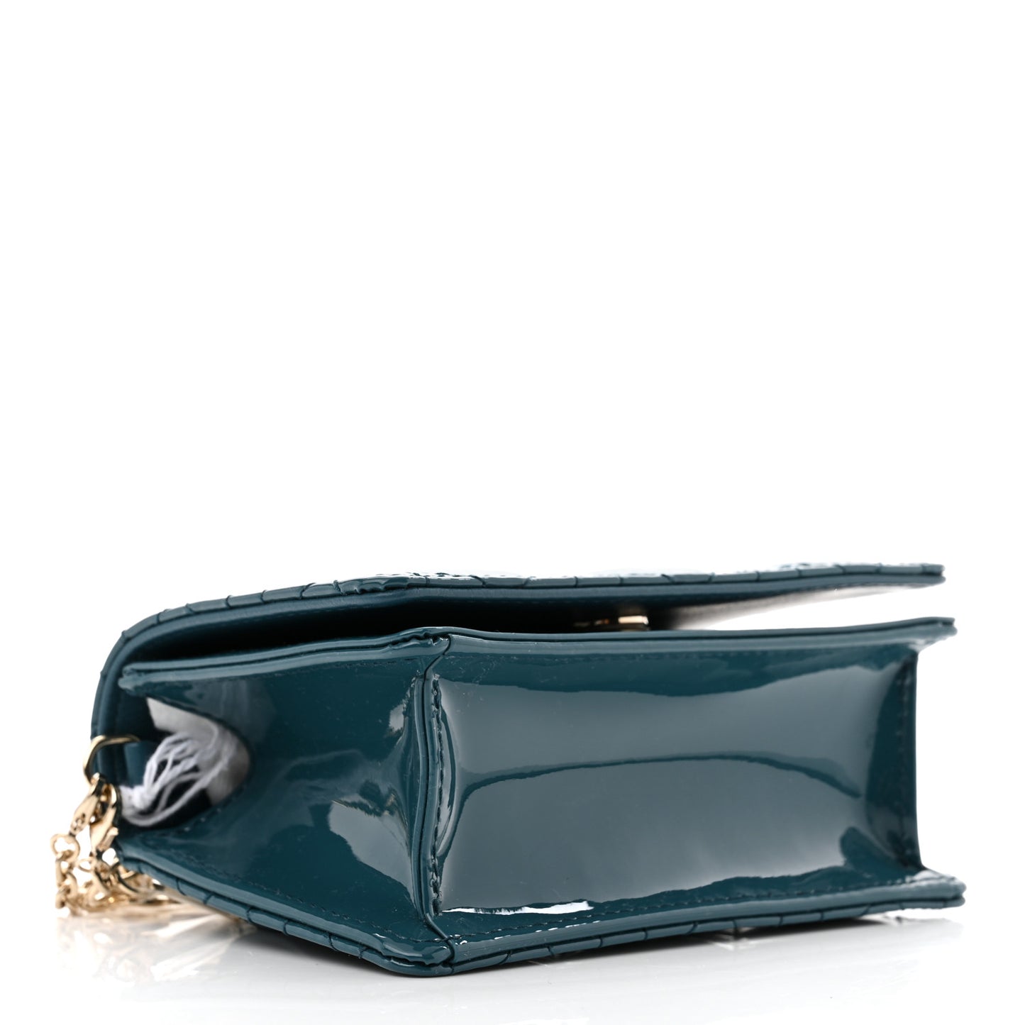 Patent Cannage Nano Lady Dior Pouch Turquoise