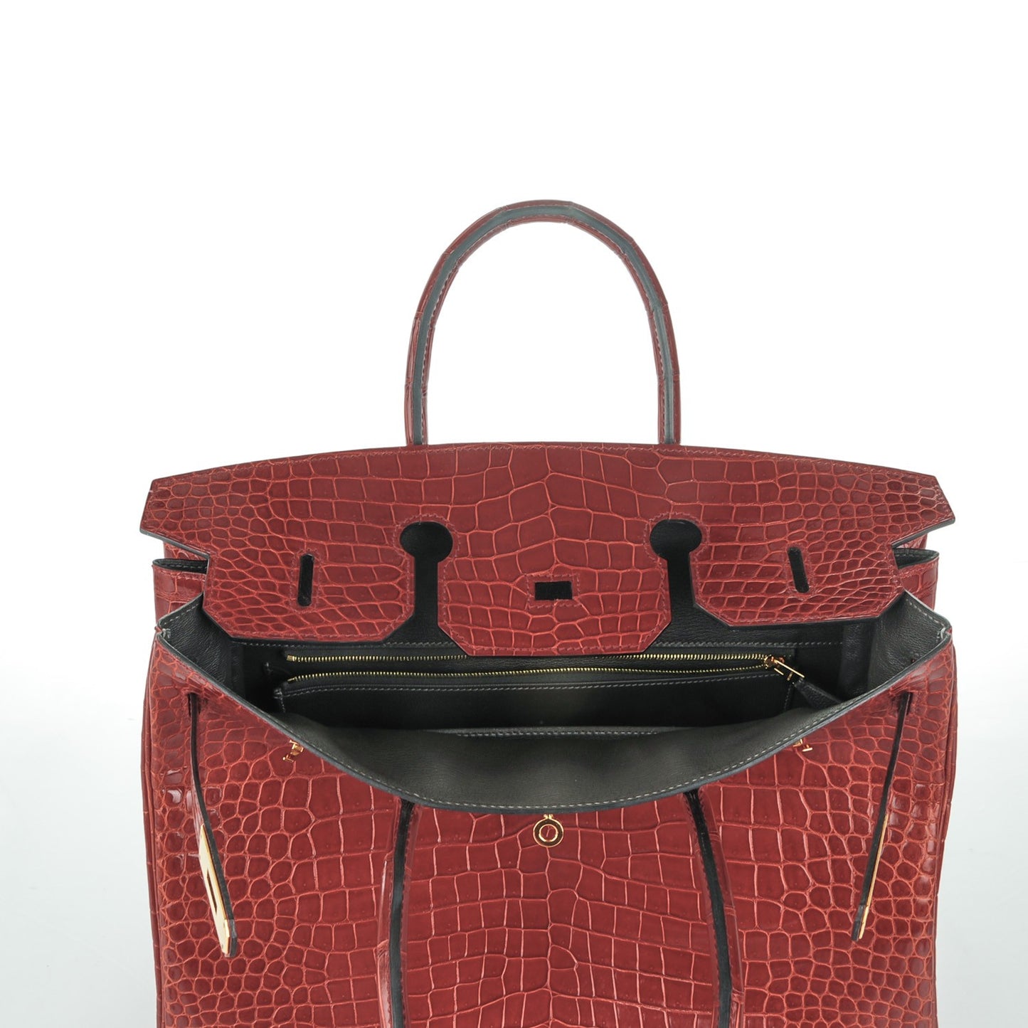 Shiny Porosus Crocodile Horseshoe Birkin 35 Rouge H Graphite