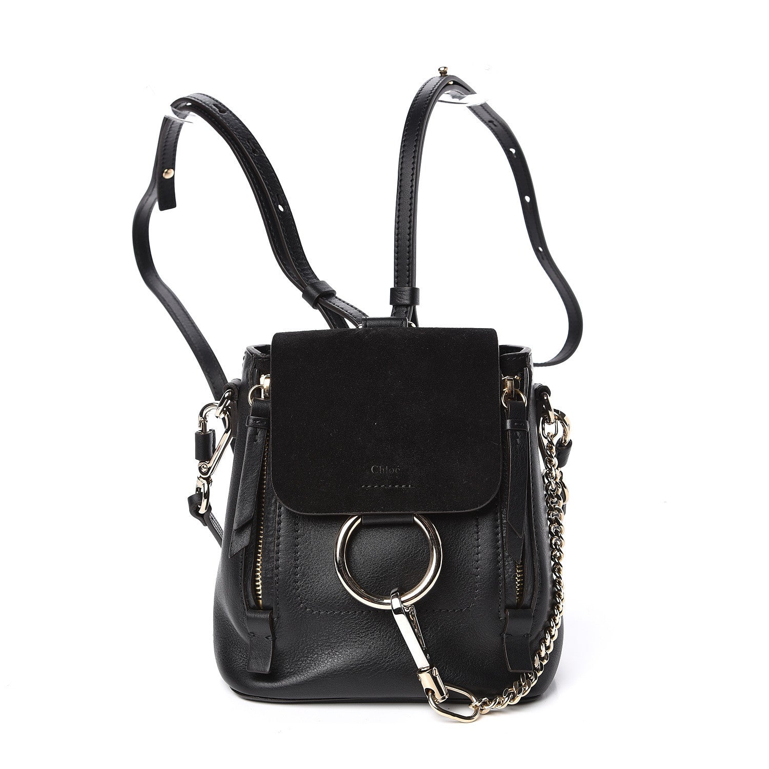 Chloe Suede Calfskin Mini Faye Backpack Black 1 of 10