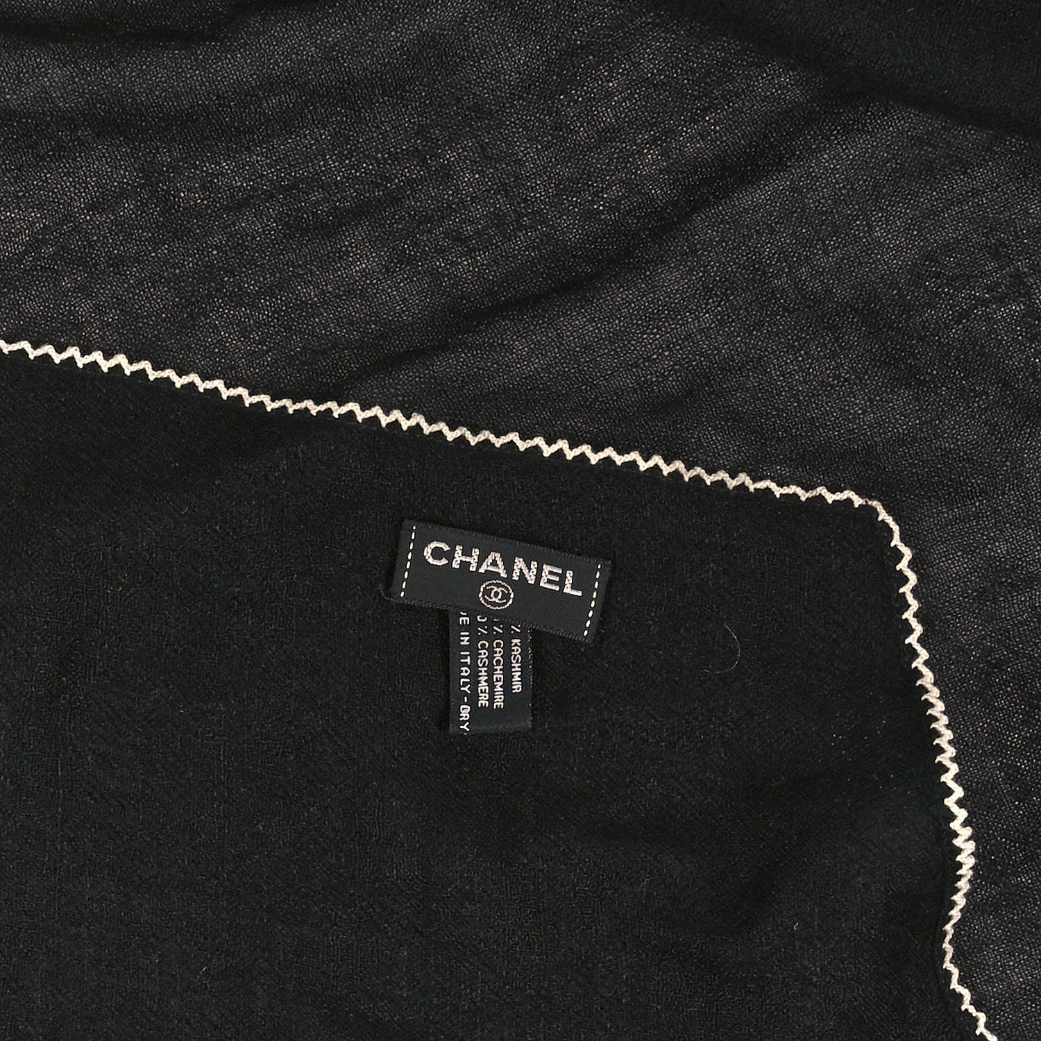 Chanel Cashmere CC Stole Black White 3 of 3