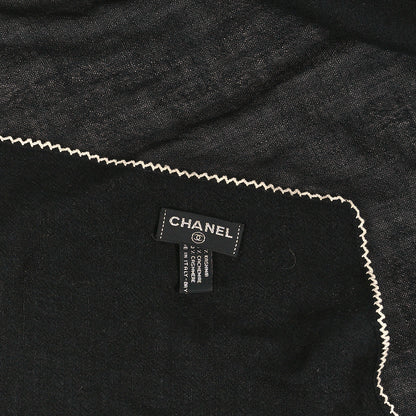 Chanel Cashmere CC Stole Black White 3 of 3