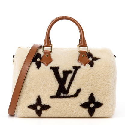 Louis Vuitton Monogram Shearling Speedy Bandouliere 25 Cream Brown 1 of 11