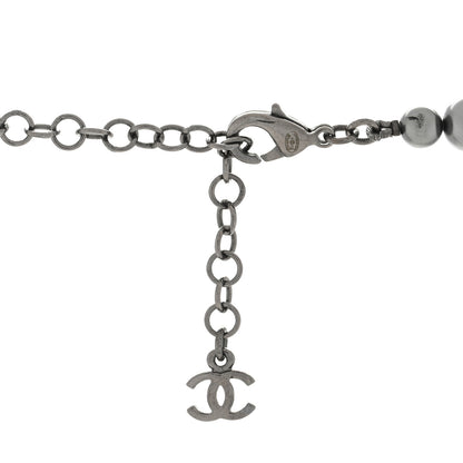 Chanel Pearl Crystal CC Choker Necklace Silver Grey 3 of 3