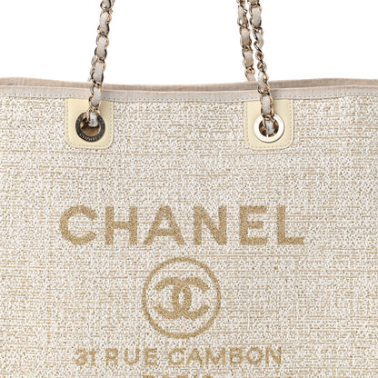 Chanel Lurex Boucle Small Deauville Tote Ivory 8 of 10